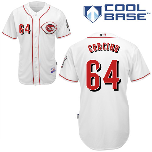 Daniel Corcino #64 MLB Jersey-Cincinnati Reds Men's Authentic Home White Cool Base Baseball Jersey